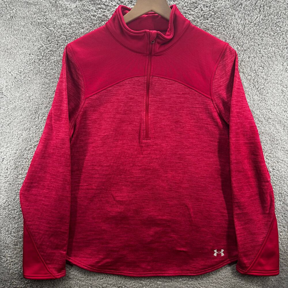 Under Armour ColdGear Pullover Mens XL Red‎ 1/4 Zip Fitted Athletic Warm